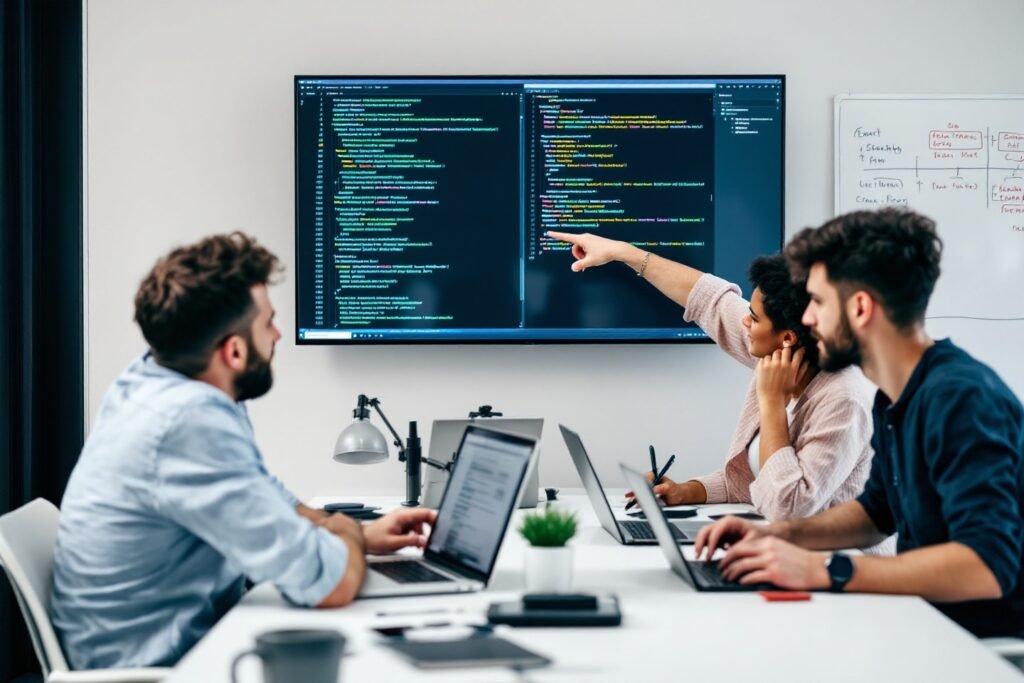 Cómo Hacer una Aplicación Móvil para Eventos Una mano sosteniendo un smartphone con una aplicación móvil para eventos abierta, mostrando una agenda y un mapa interactivo, simbolizando la innovación tecnológica en la organización de eventos.